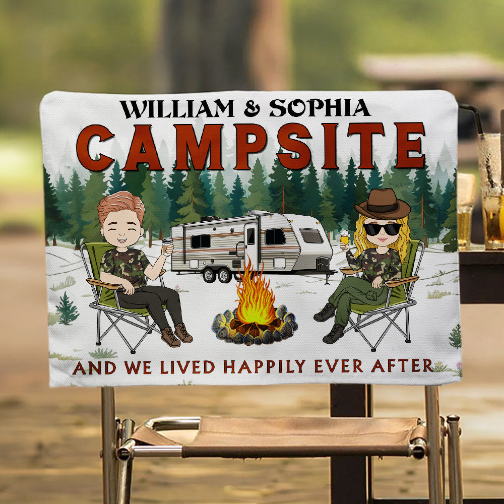 Campsite And We Lived Happily Ever After - Personalized Custom Camping Chair Cover