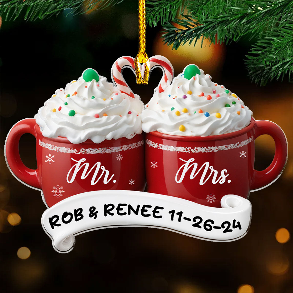 Happy Mr And Mrs - Personalized Custom Acrylic Ornament
