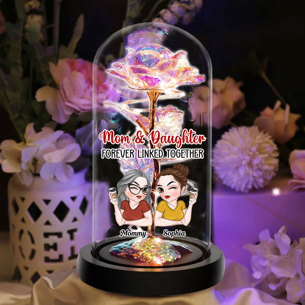 Mom And Daughter - Personalized Custom Sparkly Rose