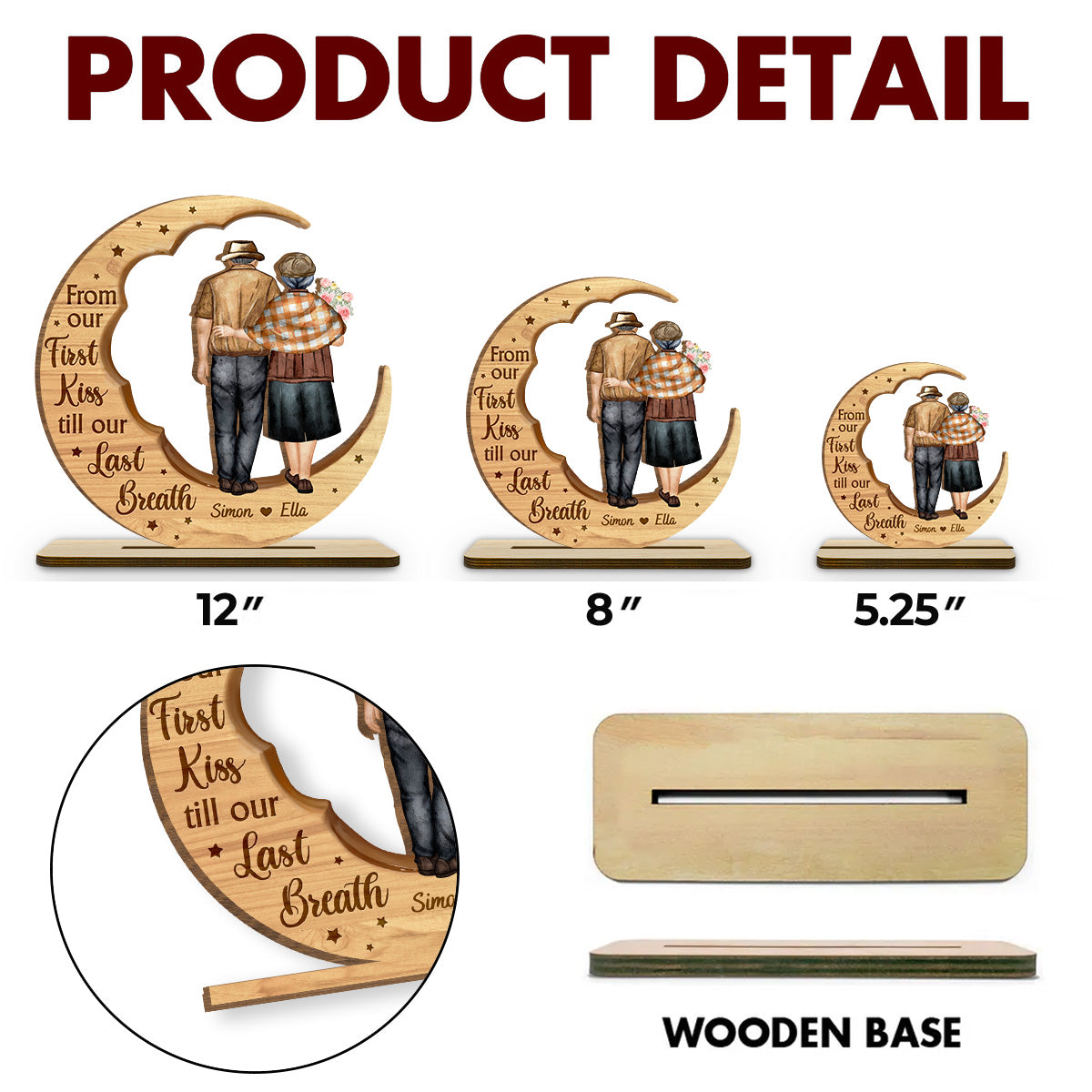 You And Me Together - Personalized Custom 2-Layer Wood Plaque With Flat Base