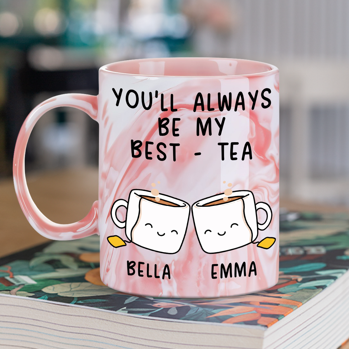 My Best Tea - Personalized Custom Pink Marble Mug