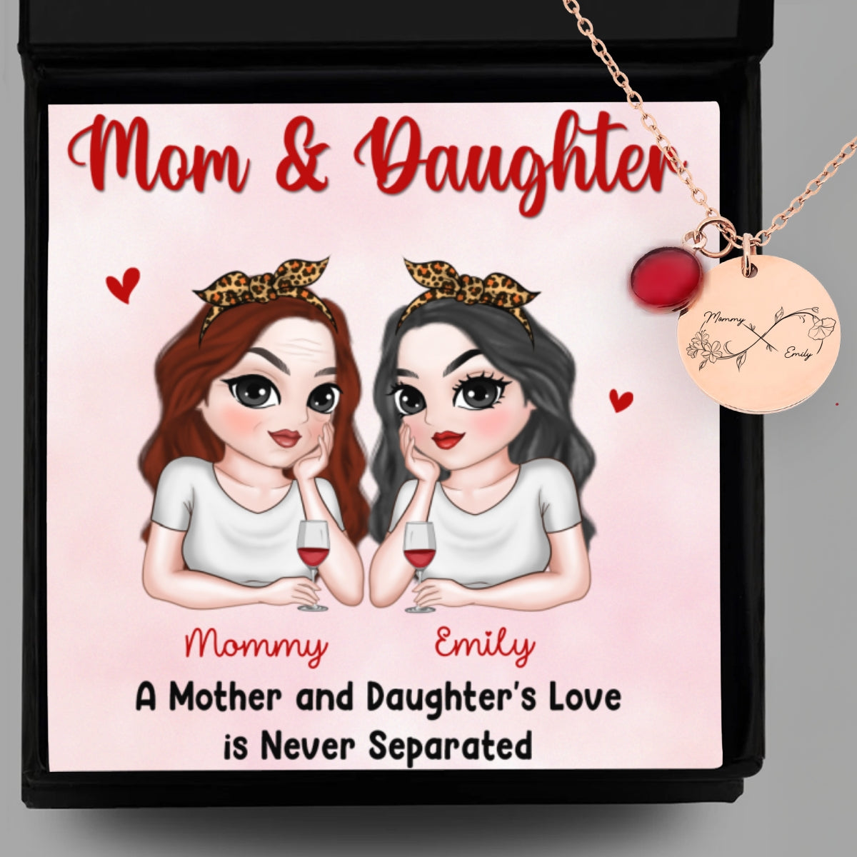 Never Separated - Personalized Custom Birthstone Necklace With Message Card