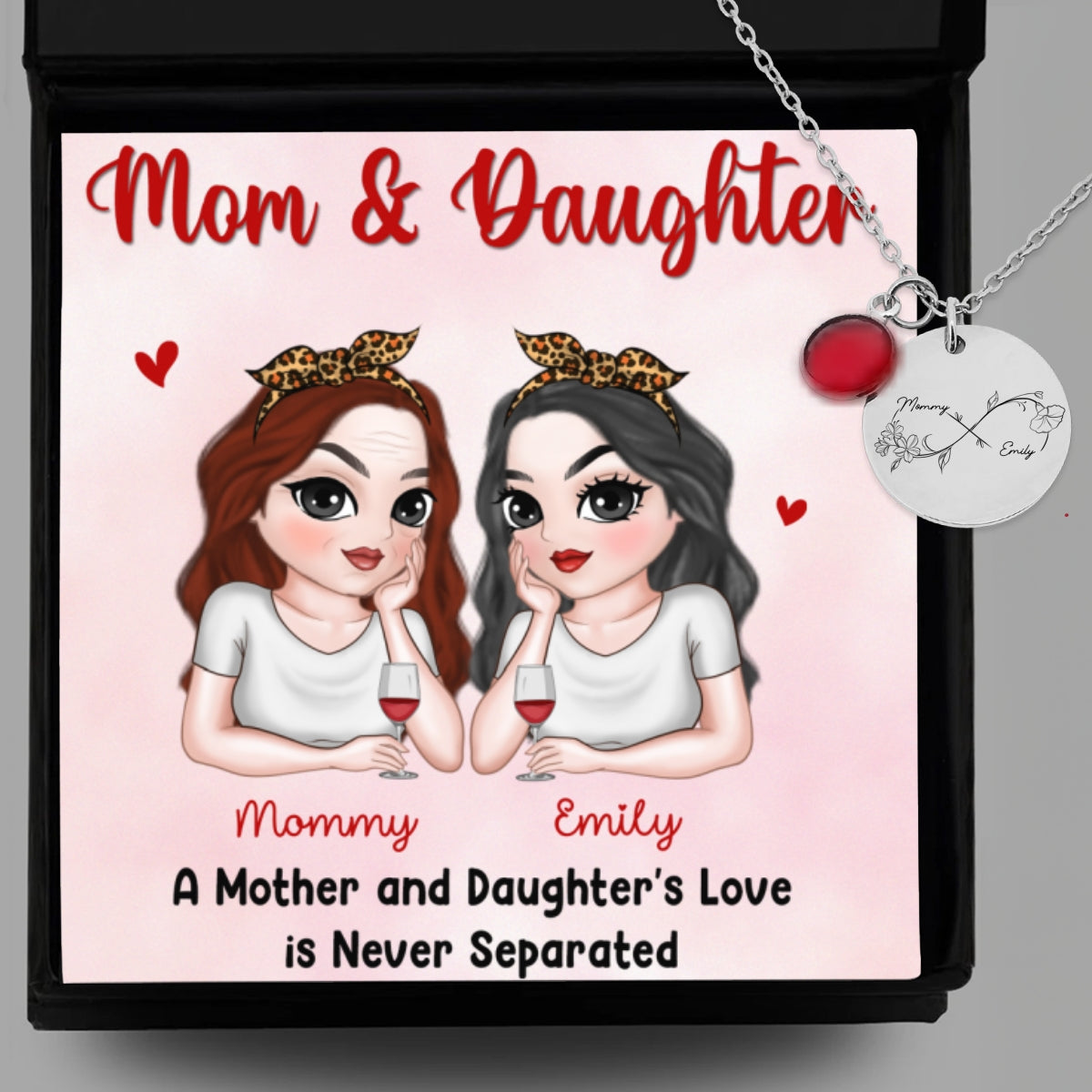 Never Separated - Personalized Custom Birthstone Necklace With Message Card