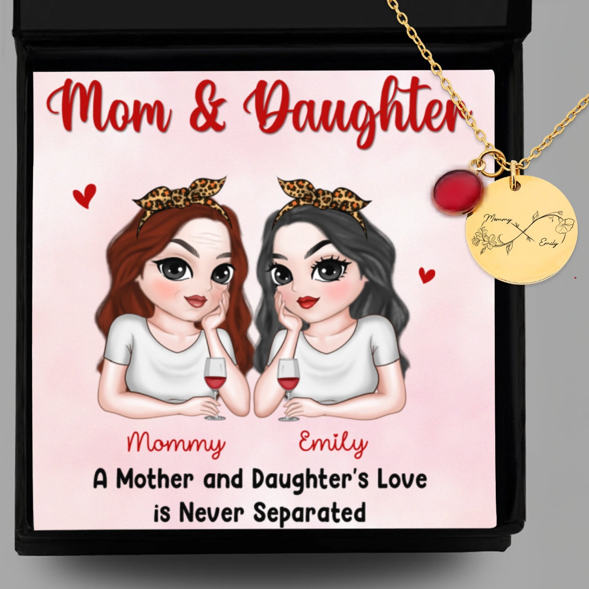 Never Separated - Personalized Custom Birthstone Necklace With Message Card