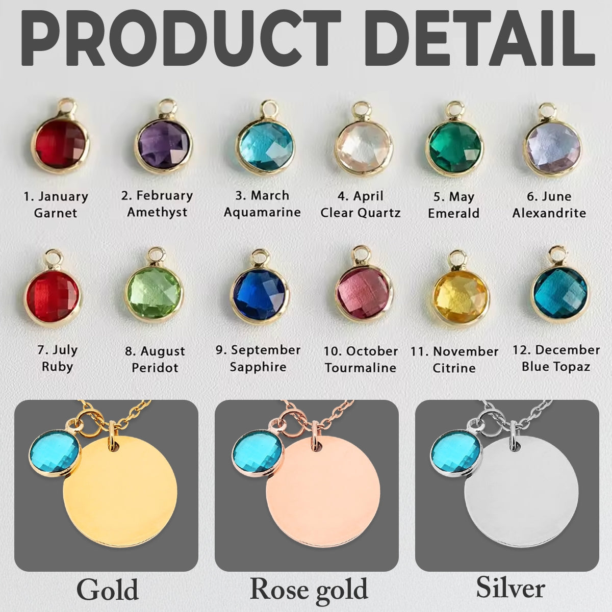 Never Separated - Personalized Custom Birthstone Necklace With Message Card