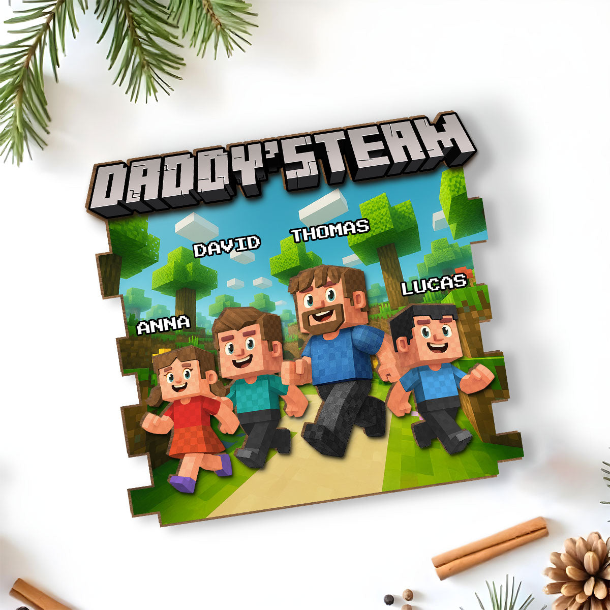 Dad Team - Personalized Custom 2-Layer Wood Plaque With Flat Base