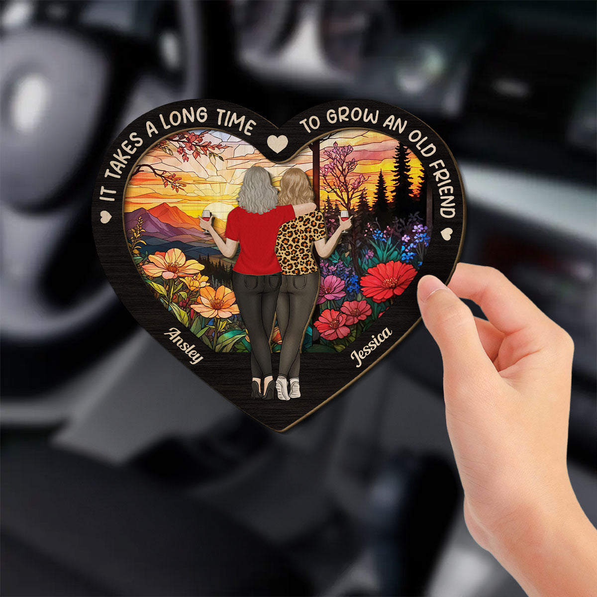 Bestie Old Friends Take Time To Grow - Personalized Custom Car Visor Clip