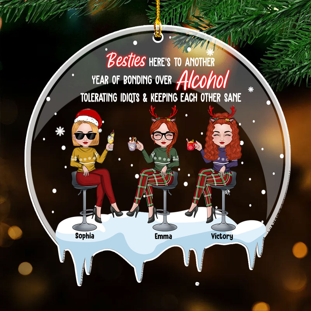 Here's To Another Year - Personalized Custom Acrylic Ornament