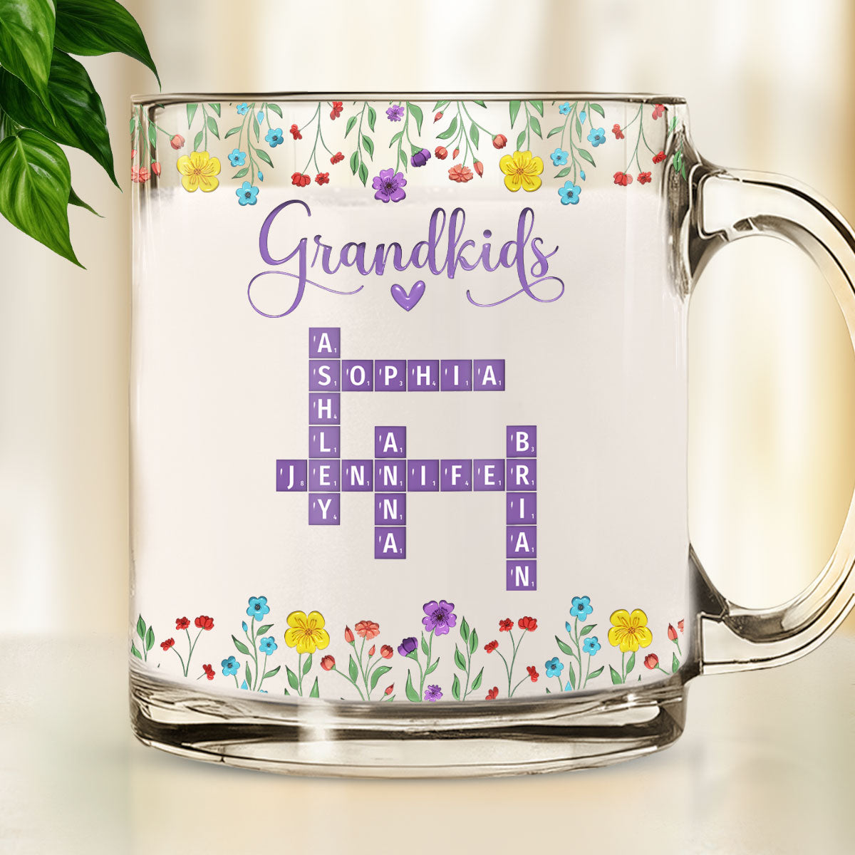 Love My Grandkids Crossword - Personalized Custom Glass Mug