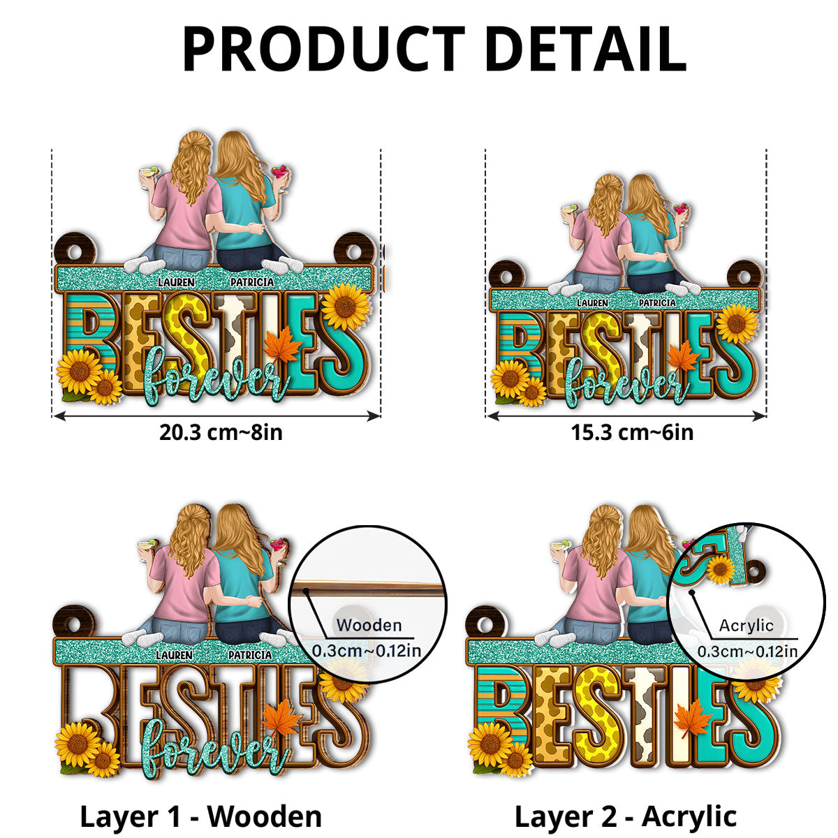 Besties Fall Season - Personalized Custom Suncatcher