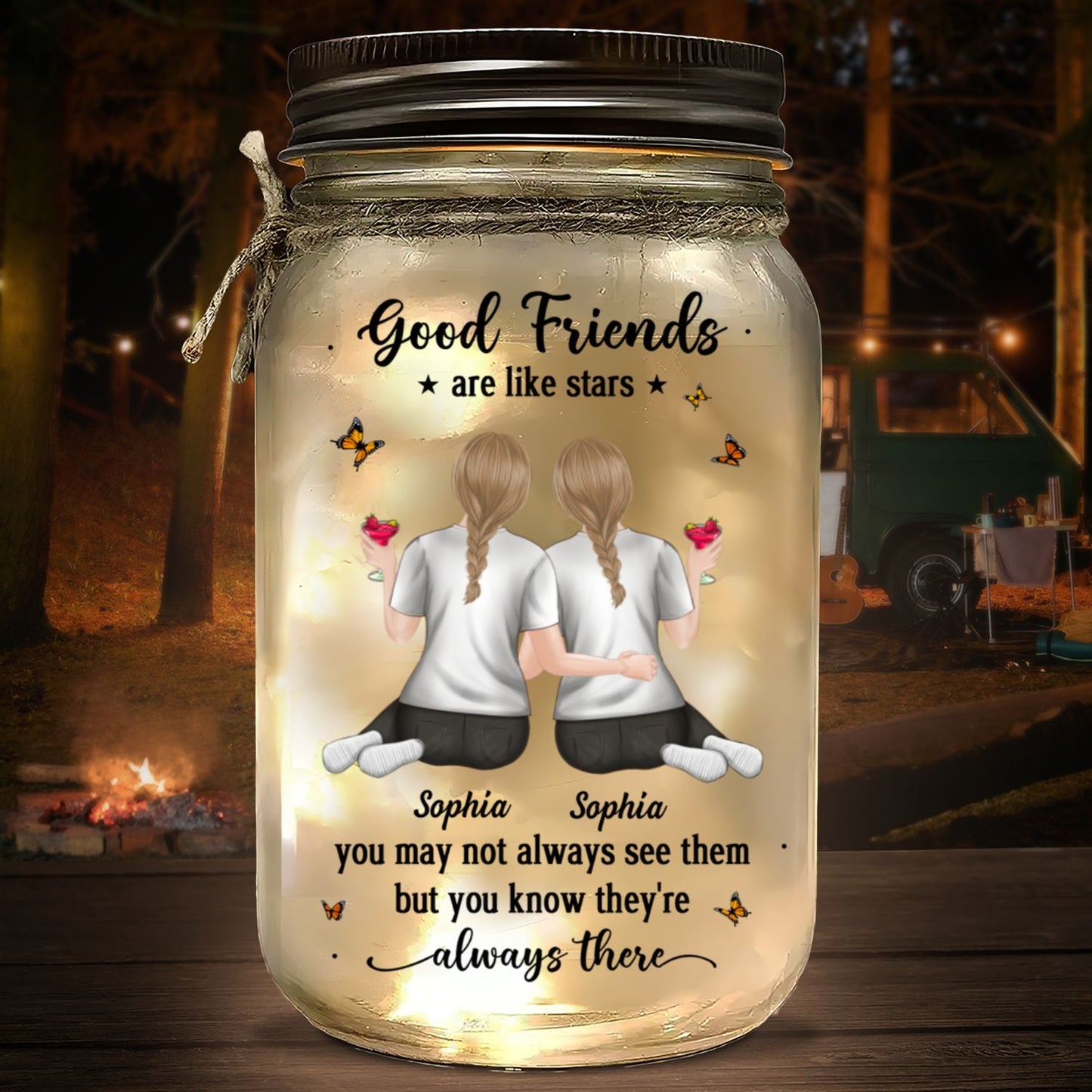 Friends Like Stars - Personalized Custom Mason Jar Light
