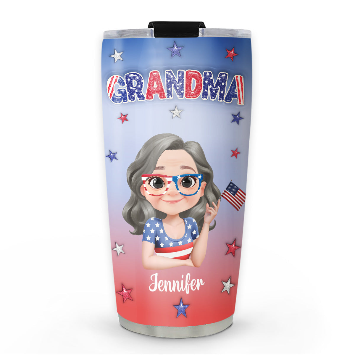 Proud Grandma - Personalized Custom 3D Inflated Effect Tumbler