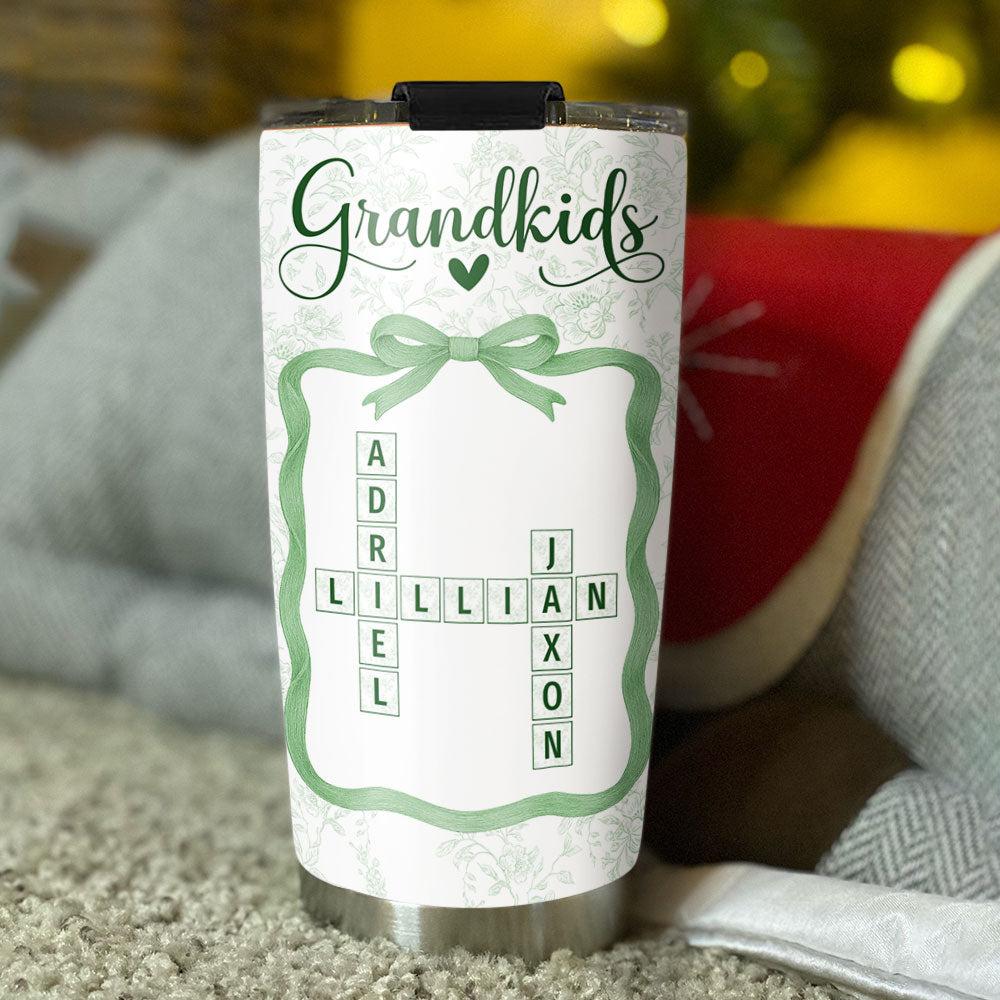 Grandkids Toile De Jouy Crossword - Personalized Custom Tumbler
