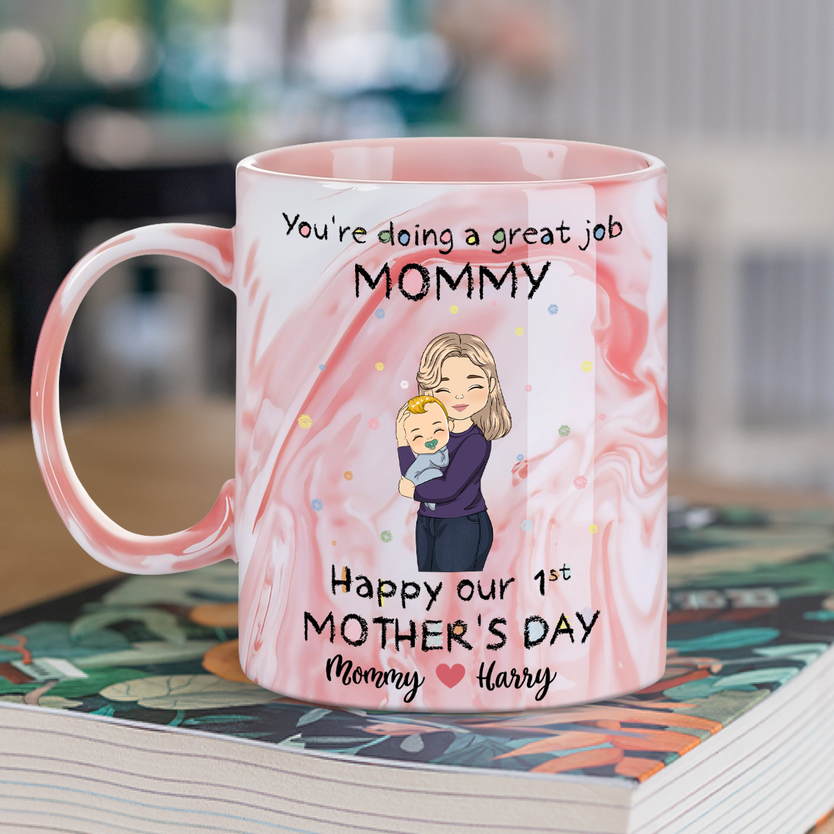 You Are Doing A Great Job - Personalized Custom Pink Marble Mug