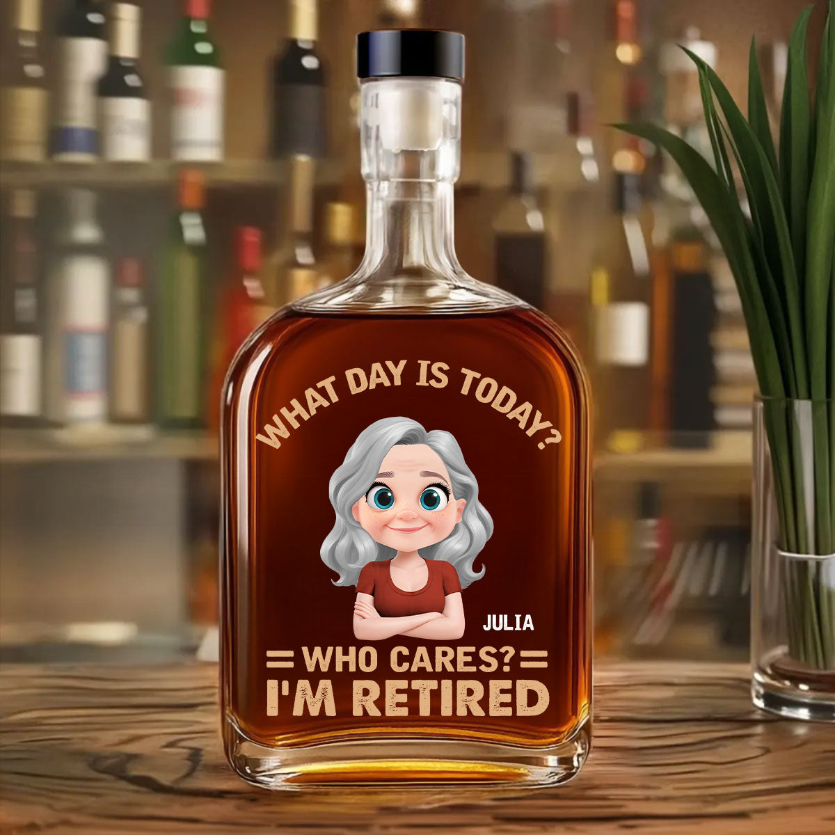 What Day Is Today Who Cares - Personalized Custom Spirits Decanter