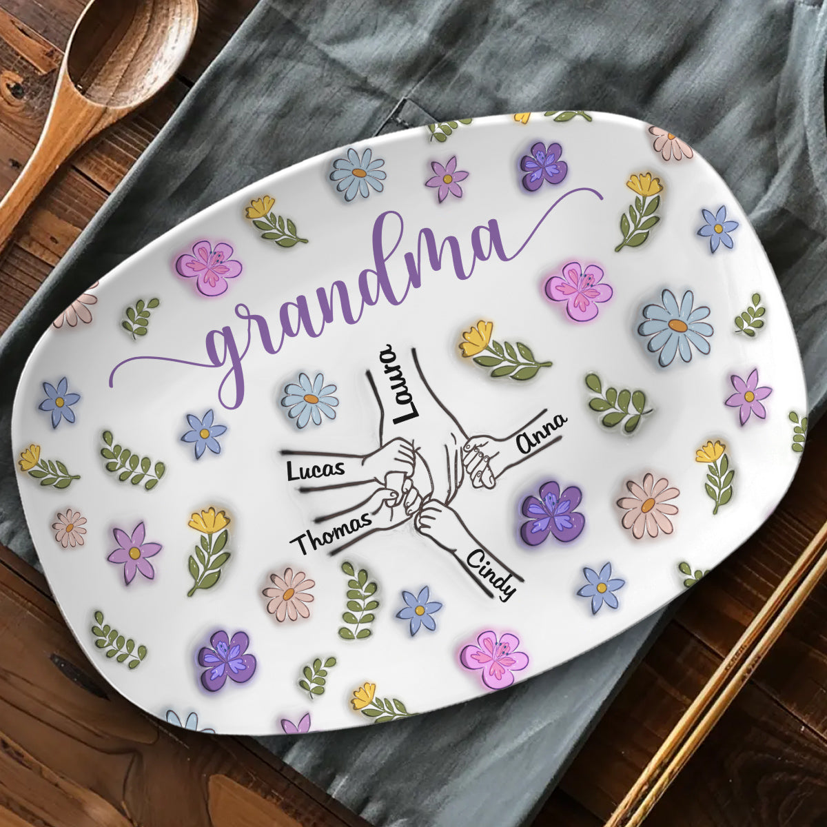 You Hold My Hand And My Heart - Personalized Custom 3D Inflated Effect Platter