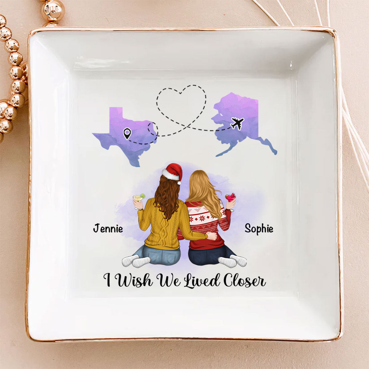 Friendship Knows No Distance - Personalized Jewelry Dish