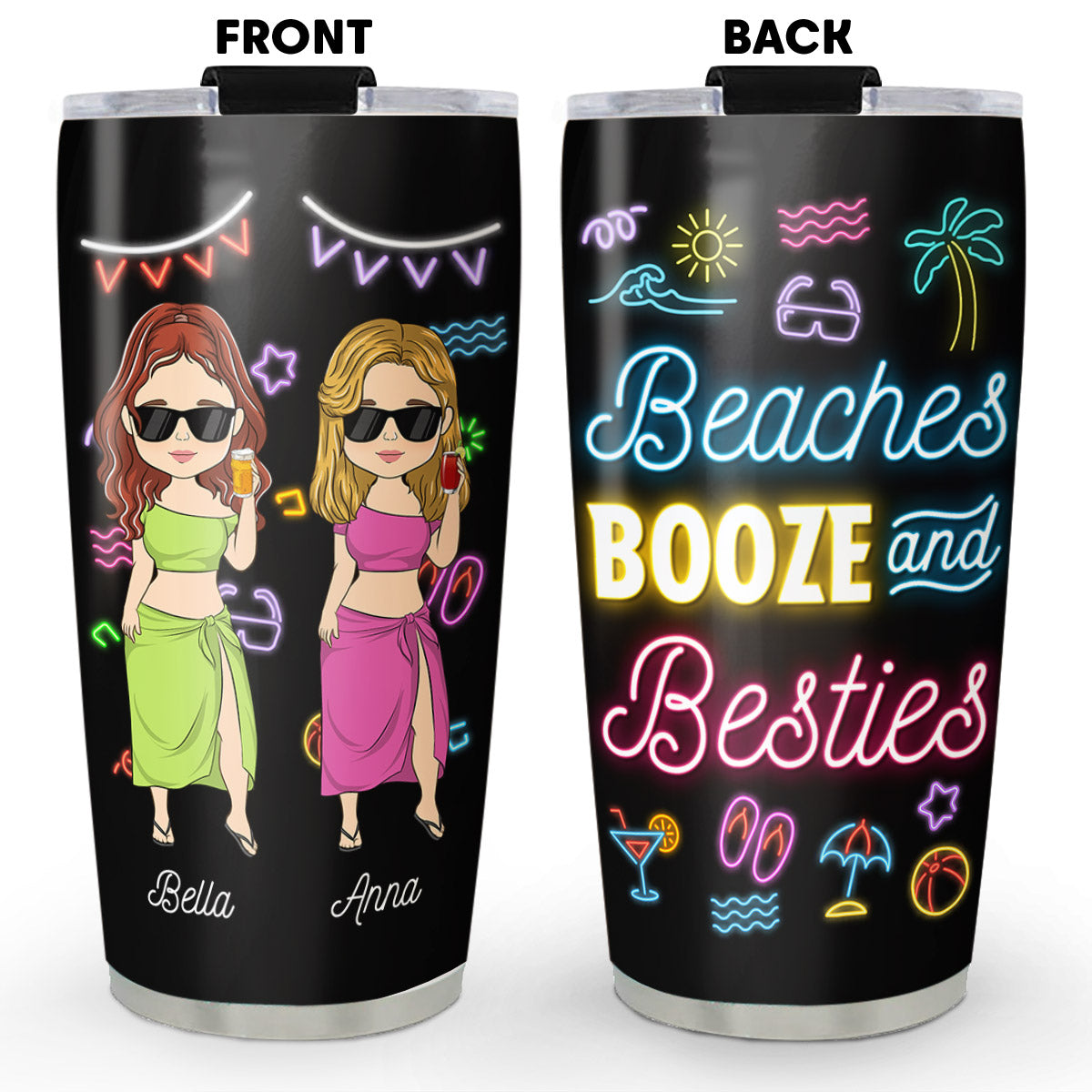 Beaches With Besties - Personalized Custom Tumbler