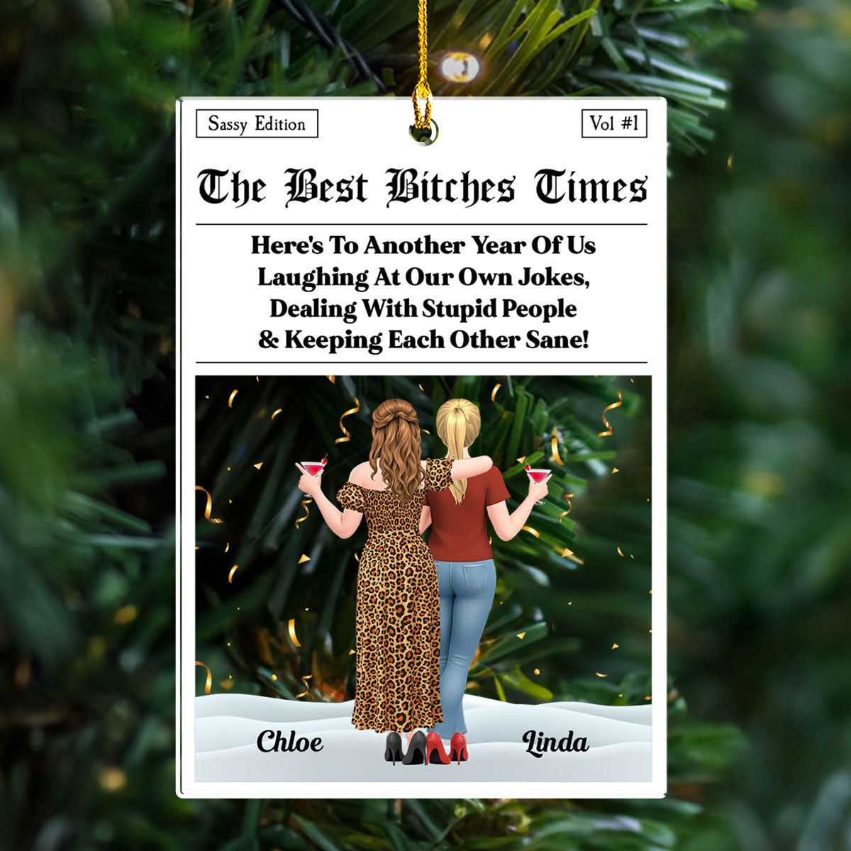 Bestie Times Newspaper - Personalized Custom Acrylic Ornament