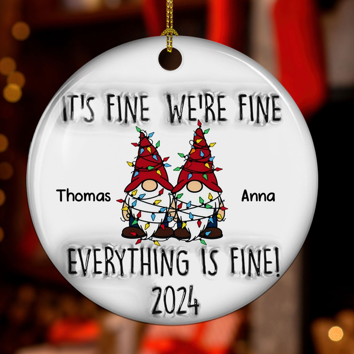 Everything Is Fine Coworkers - Personalized Custom 3D Inflated Effect Ceramic Ornament
