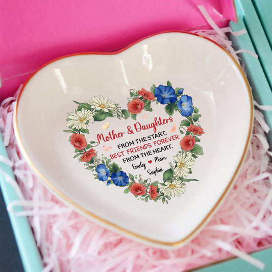 Mother And Daughter From The Start - Personalized Custom Jewelry Dish