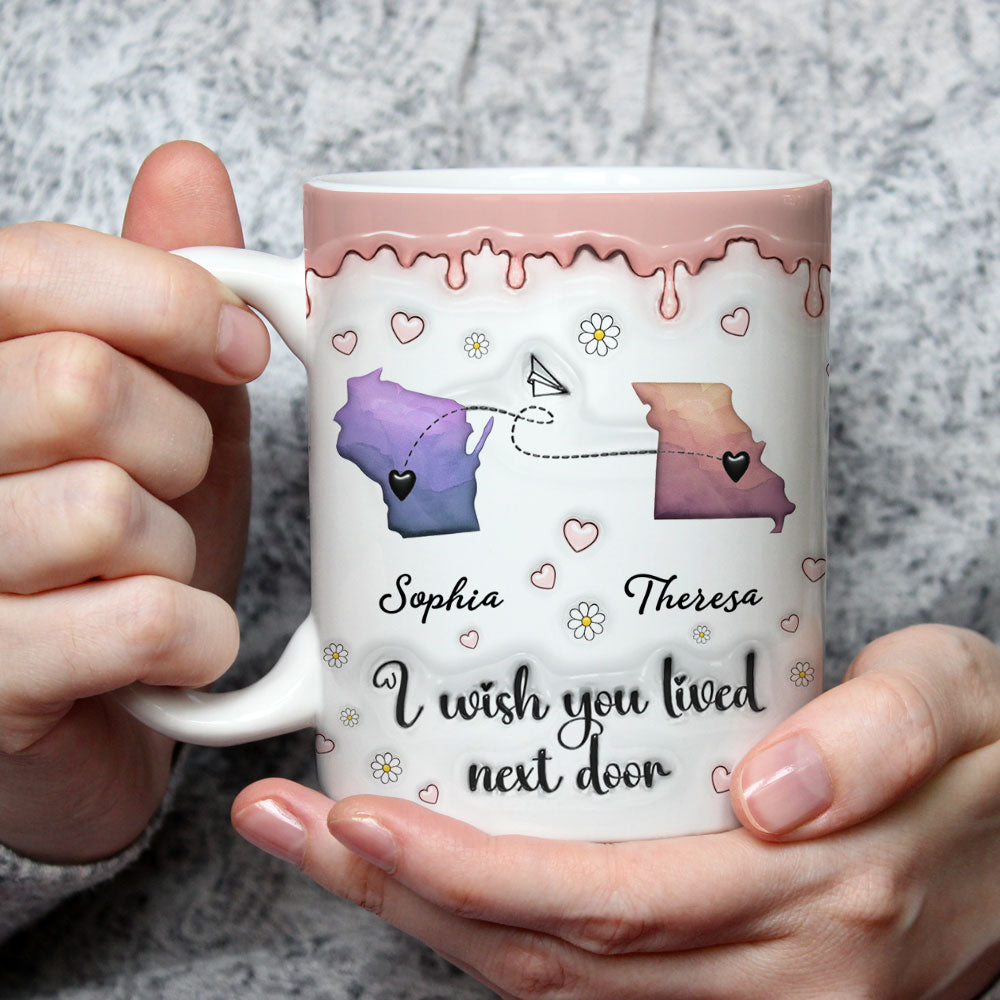True Friendship Knows No Distance - Personalized Custom 3D Inflated Effect Mug