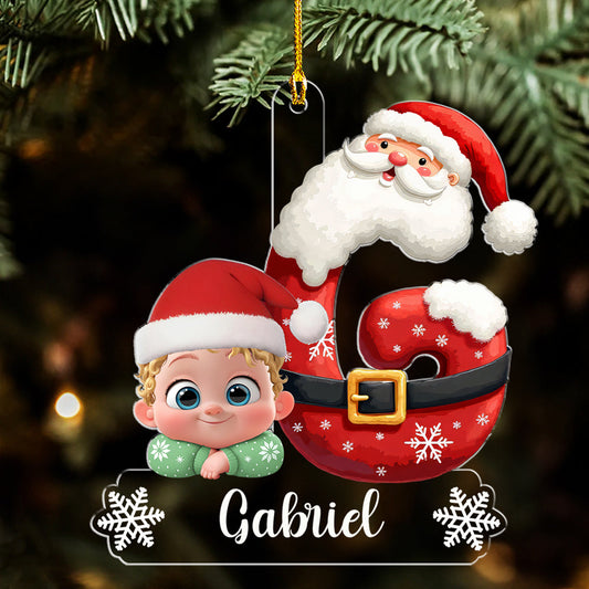 Baby And Santa - Personalized Custom Acrylic Ornament