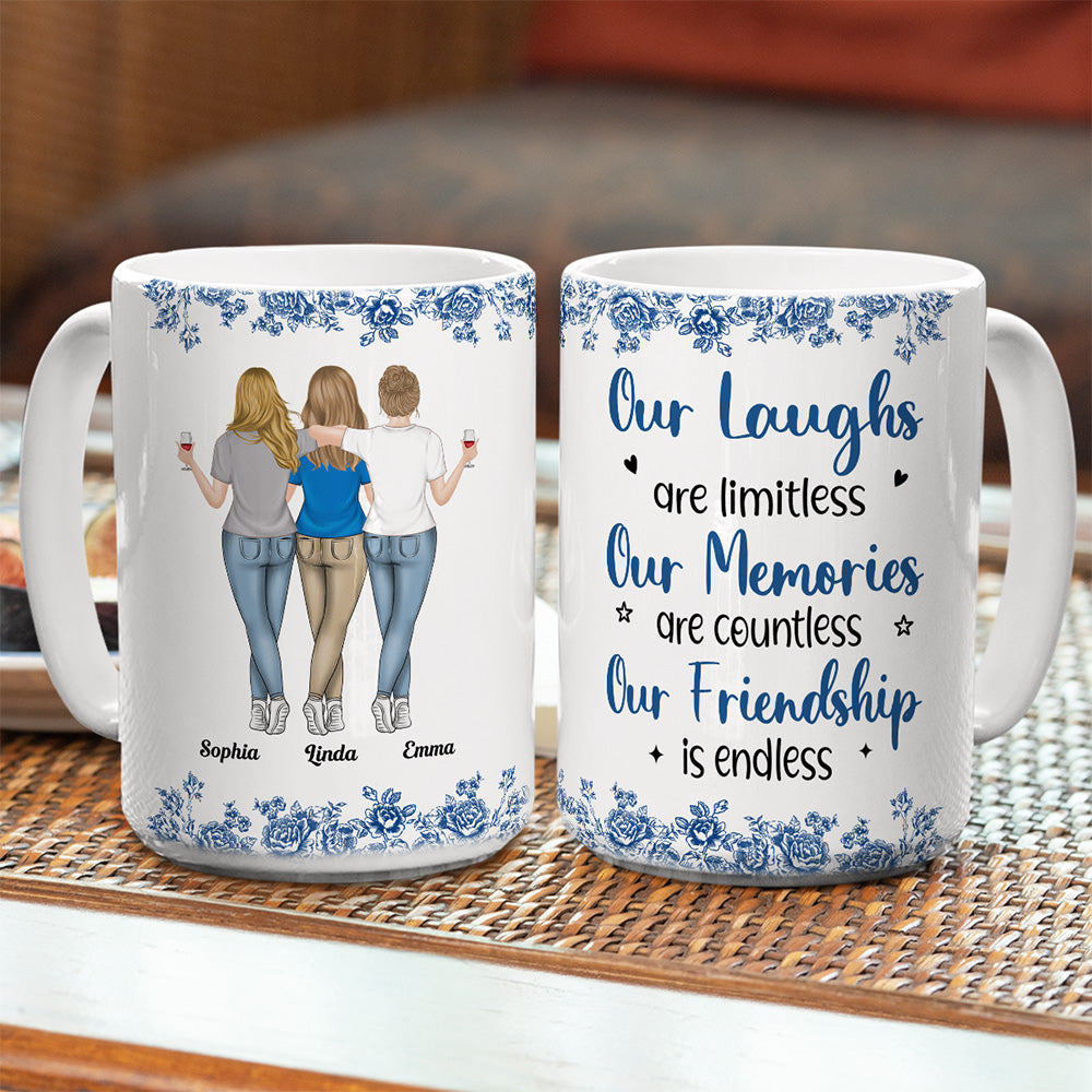 Our Laughs Are Limitless Blue Toile - Personalized Custom Coffee Mug