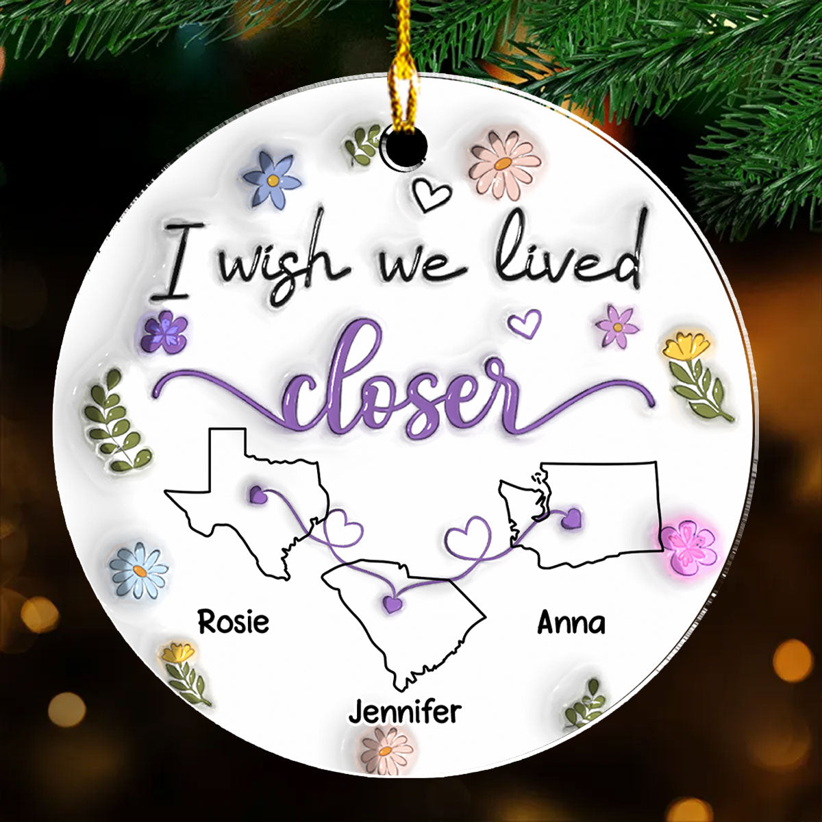 I Wish We Lived Closer - Personalized Custom 3D Inflated Effect Acrylic Ornament