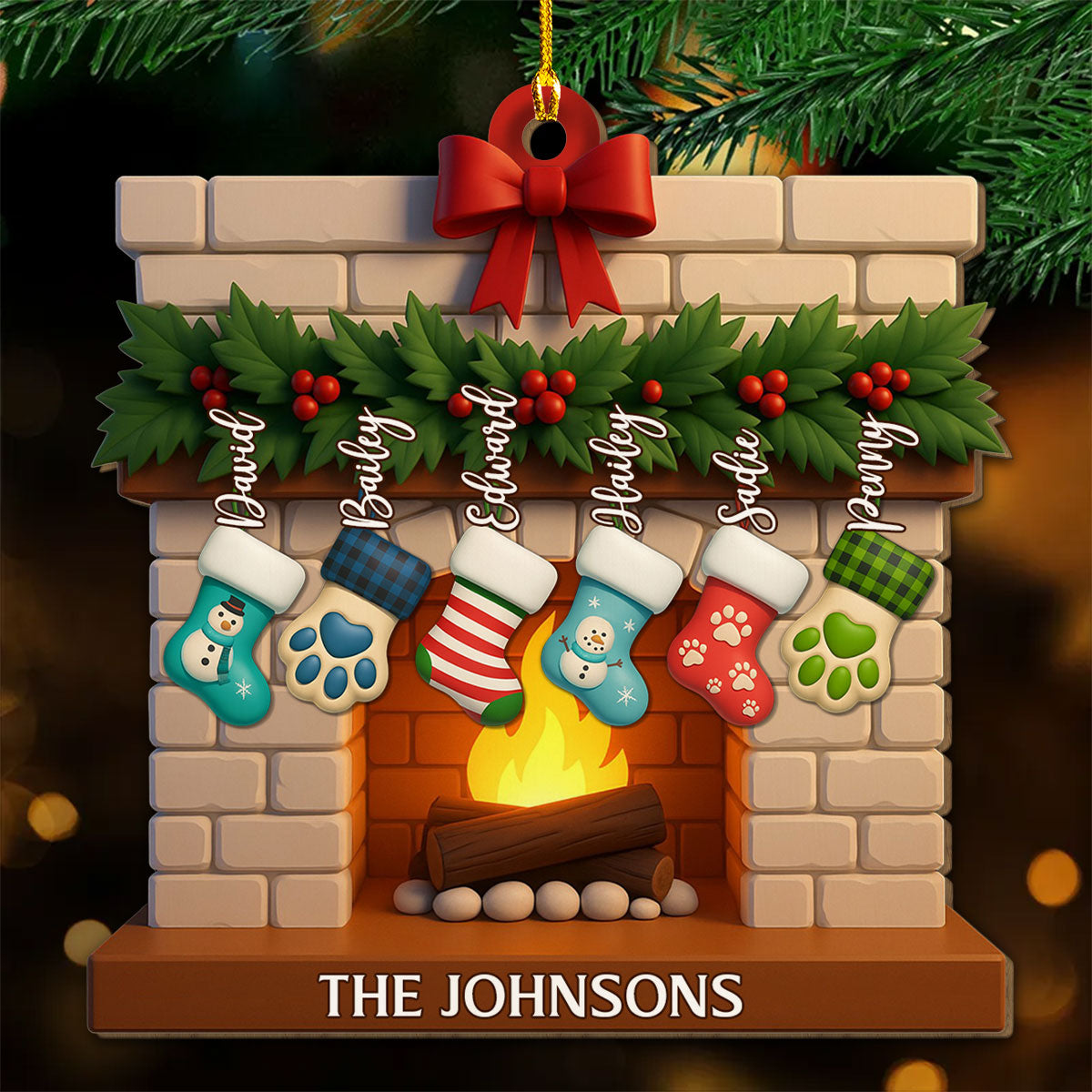 Family Stockings 2025 - Personalized Custom Wood Ornament