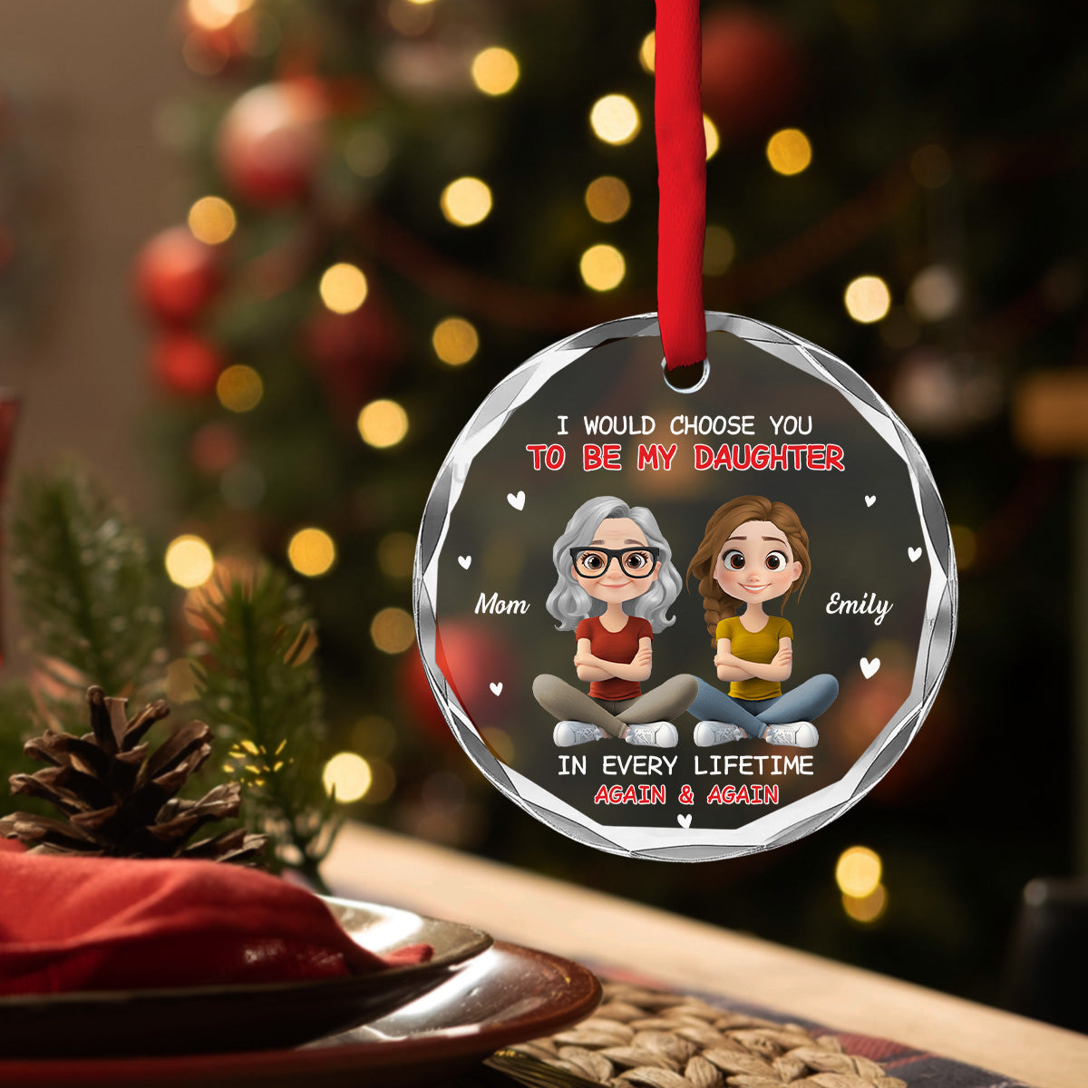Always Choose You - Personalized Custom Glass Ornament