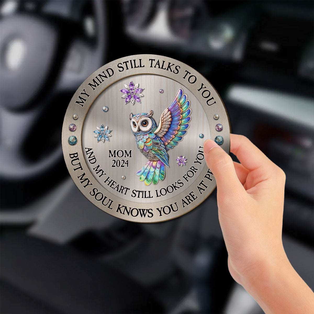 My Mind My Heart My Soul Owl - Personalized Custom Car Visor Clip