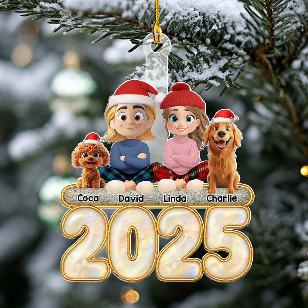 This Is Us And The Dog - Personalized Custom Acrylic Ornament