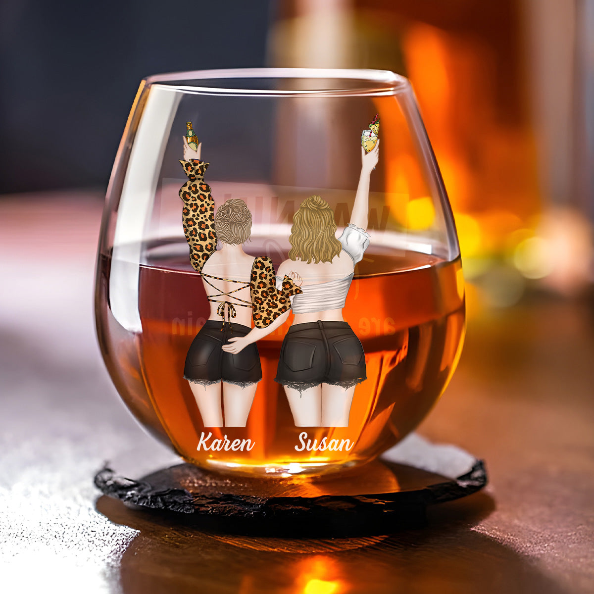 Warning The Girl - Personalized Custom Wine Glass