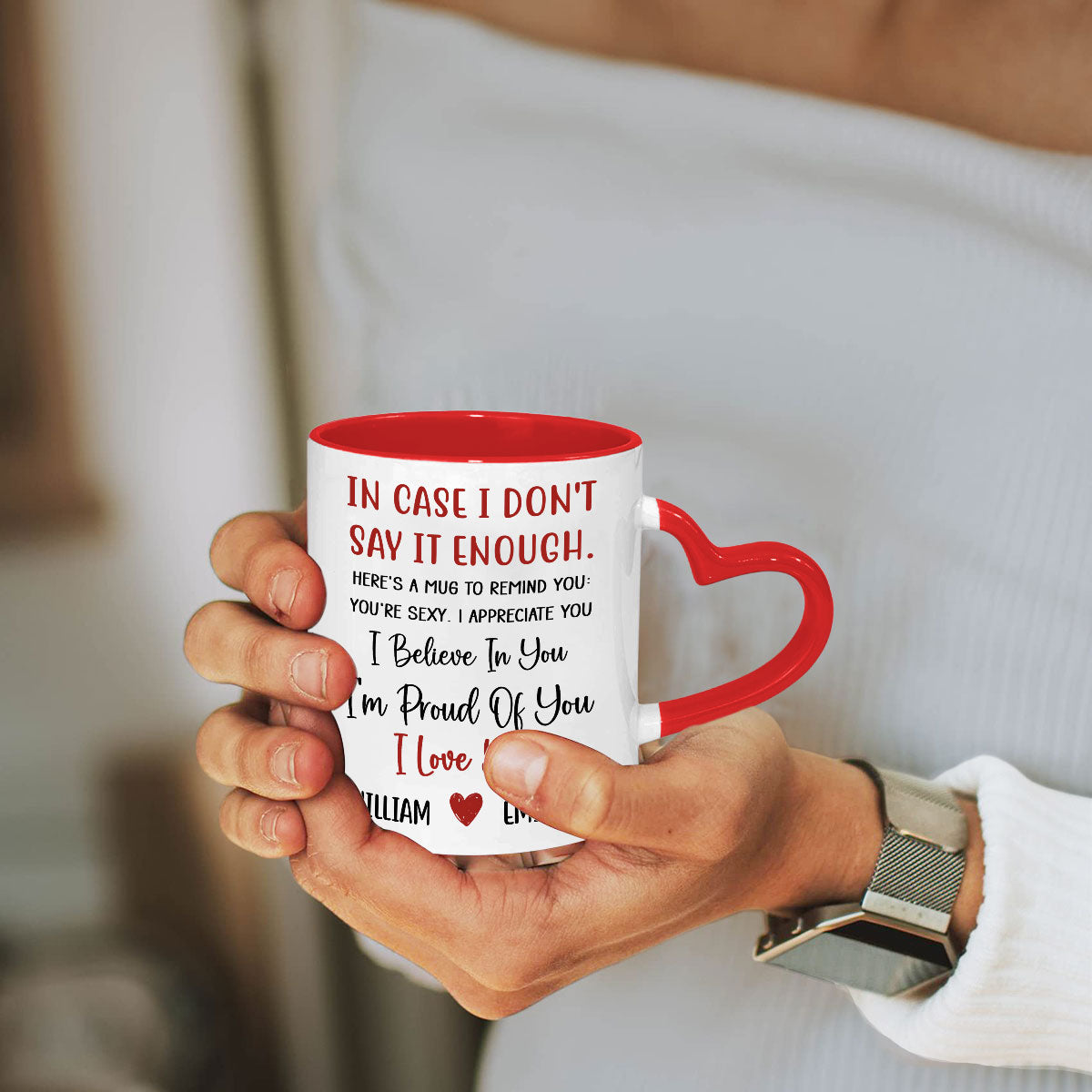 I Believe In You - Personalized Custom Heart Handle Mug