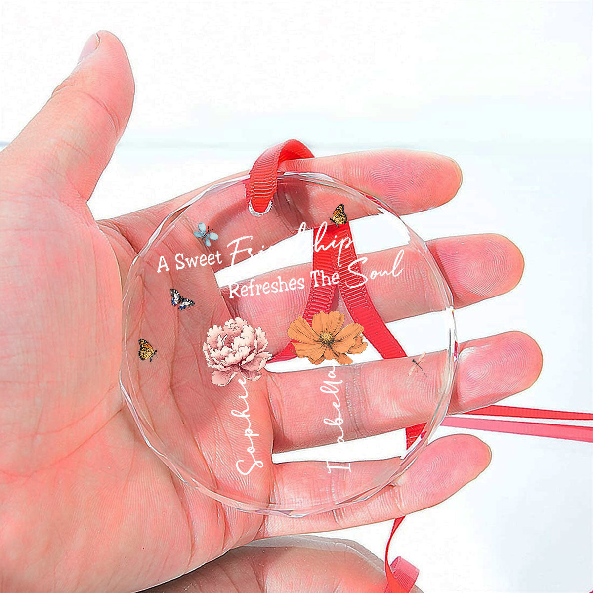 A Sweet Friendship Refreshes The Soul - Personalized Custom Glass Ornament