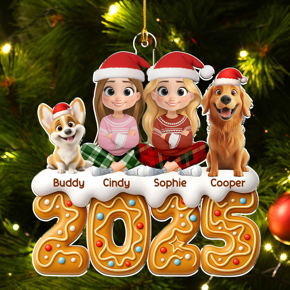 Couple And Dog Of The Year Version 2 - Personalized Custom Acrylic Ornament