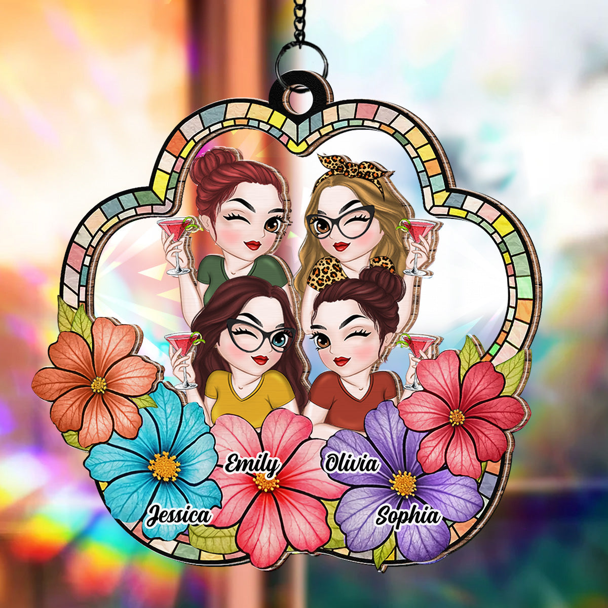 Friend Like Flowers - Personalized Custom Rainbow Suncatcher