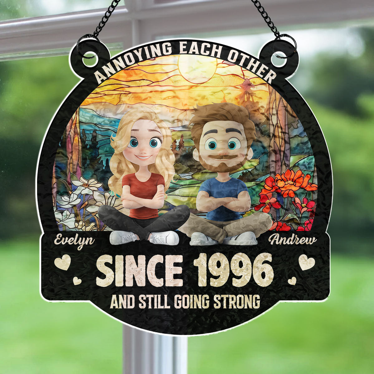 Love You Forever - Personalized Custom Wavy Suncatcher