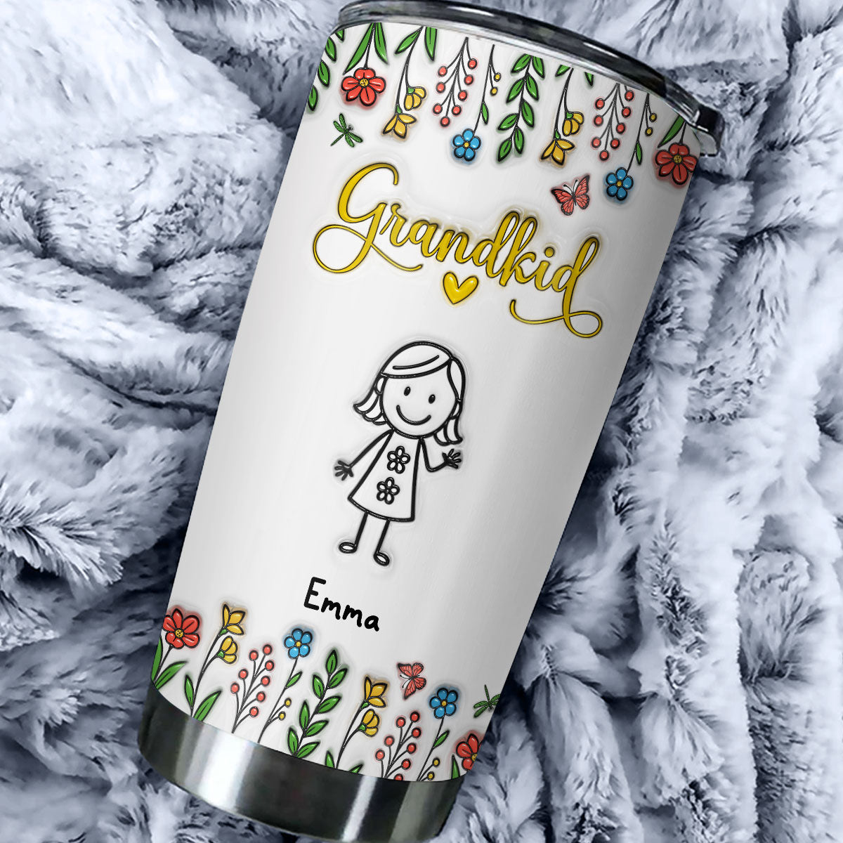 Grandkids Lover - Personalized Custom 3D Inflated Effect Tumbler