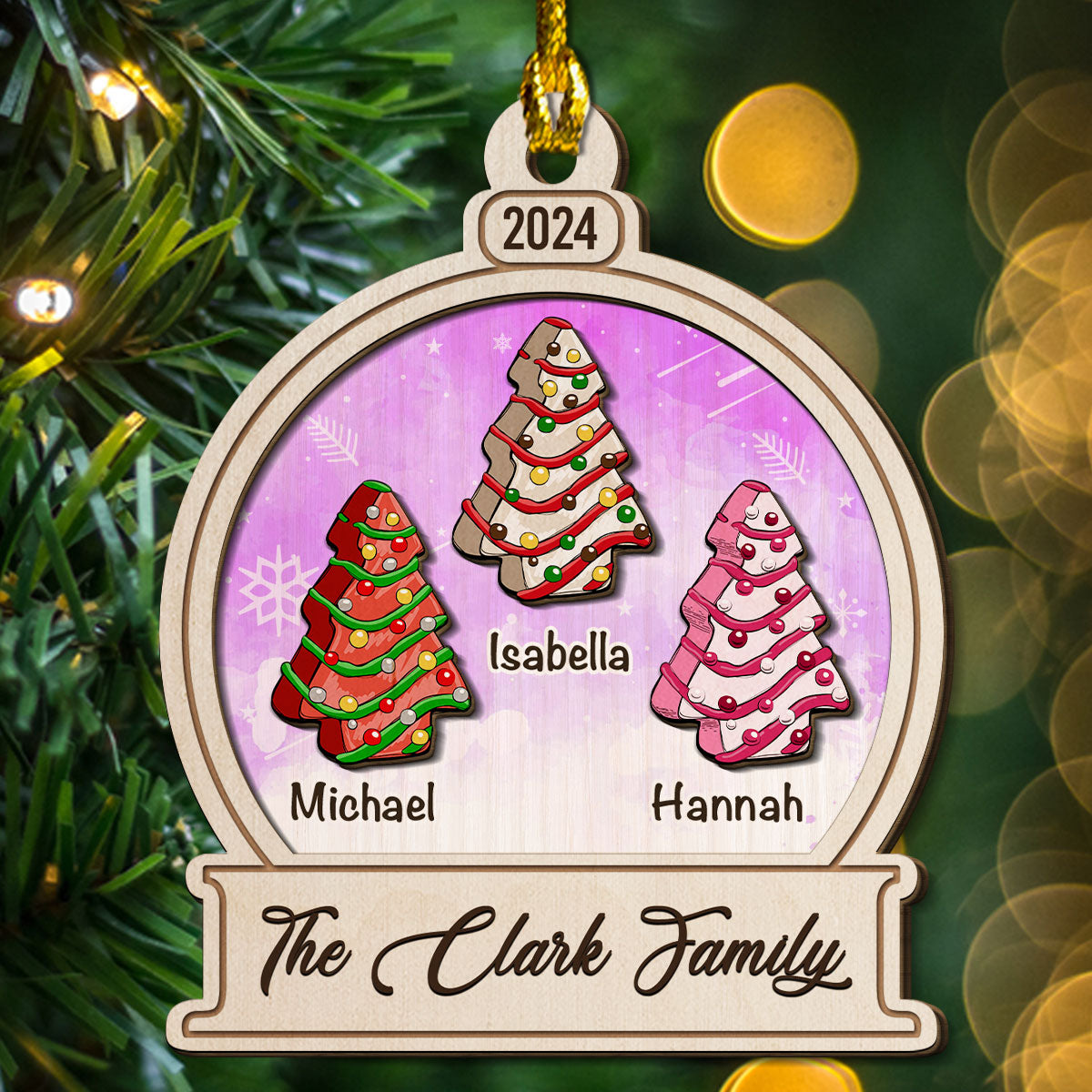Christmas Cake - Personalized Custom Freeshape 2-Layered Wood Ornament