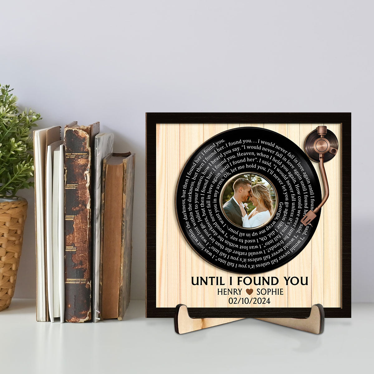 Custom Spiral Song Lyrics And Couple Photo - Personalized Custom Wooden Plaque