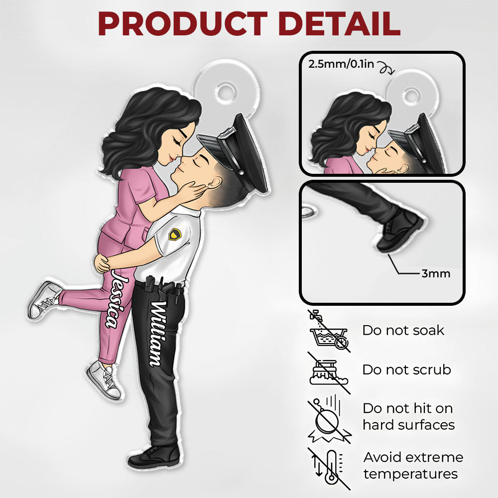 Hero Couple Kissing - Personalized Custom Car Ornament