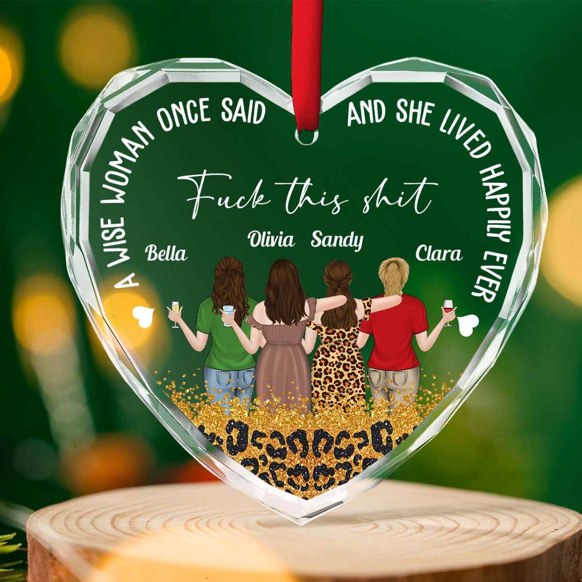Gift For Best Friends Sisters - Personalized Custom Glass Ornament