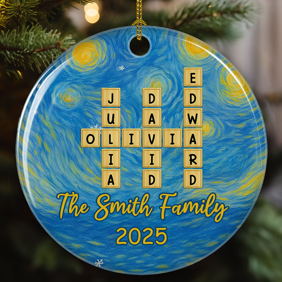 Joyful Family Christmas - Personalized Custom Ceramic Ornament
