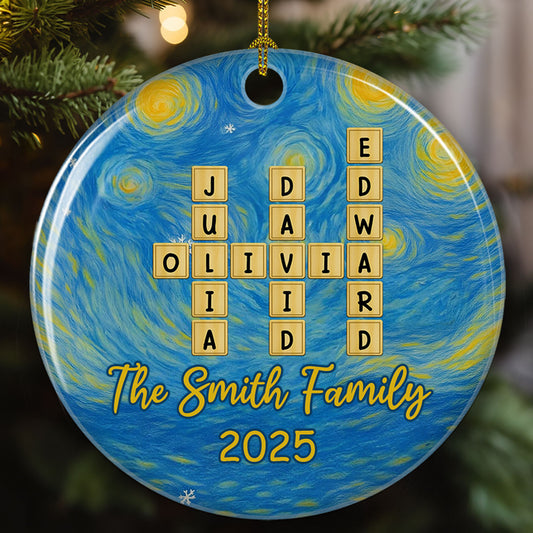 Joyful Family Christmas - Personalized Custom Ceramic Ornament