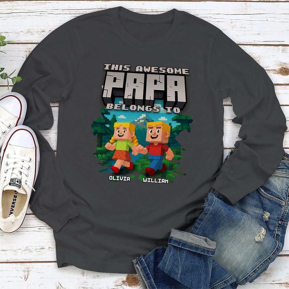 This Awesome Papa Belongs To - Personalized Custom Shirt