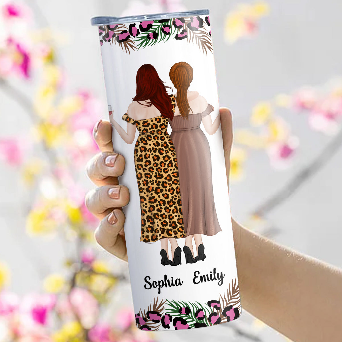 Because Of You I Laugh A Little Harder - Personalized Custom Skinny Tumbler