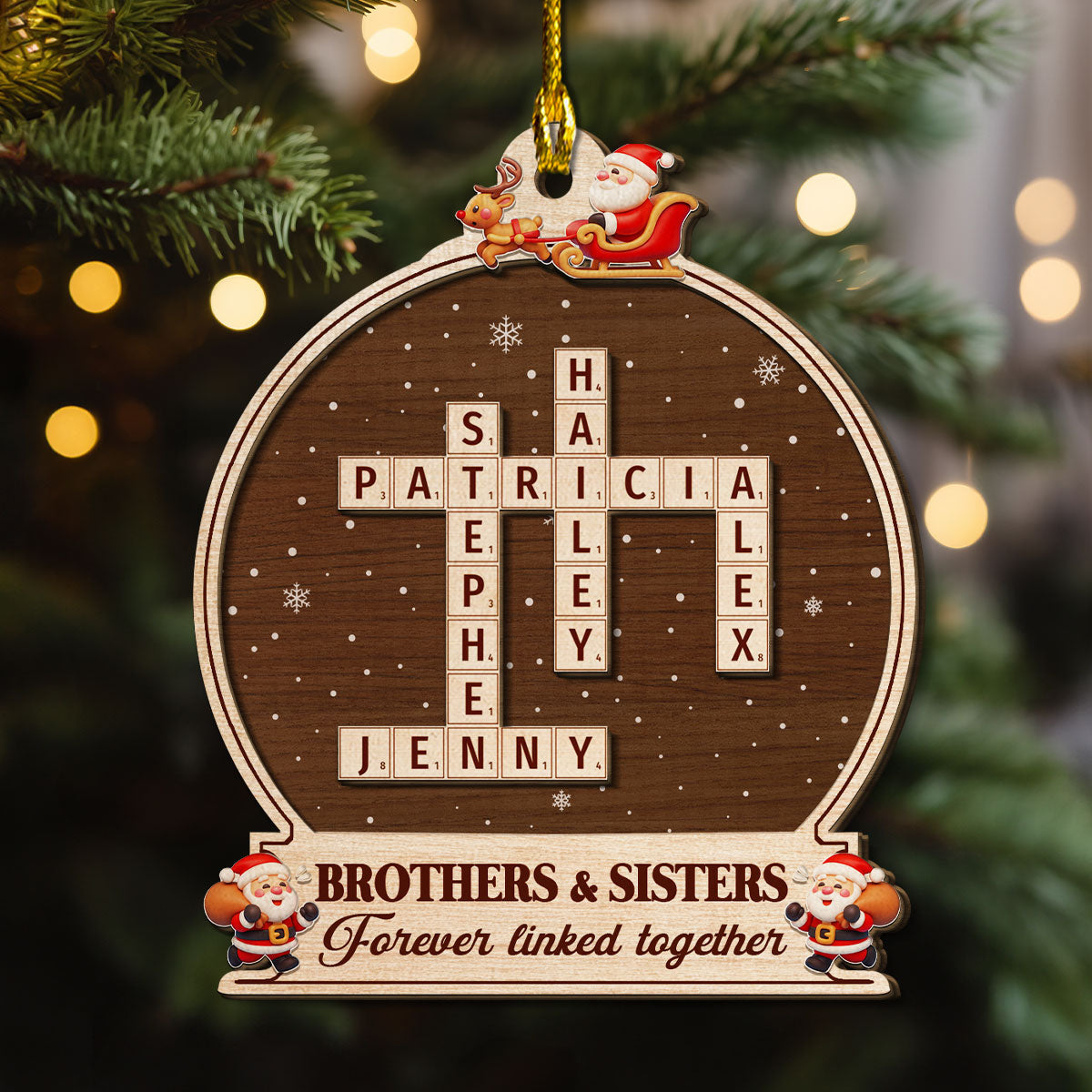 Forever Linked By Our Hearts - Personalized Custom Freeshape 2-Layered Wood Ornament