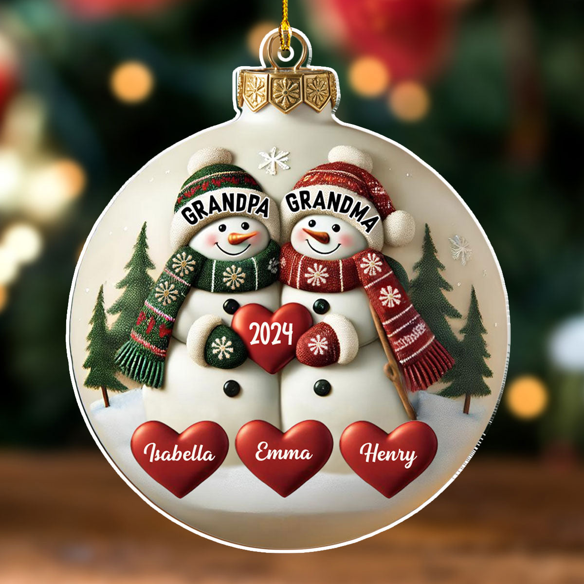 Merry Christmas Grandma And Grandpa - Personalized Custom Acrylic Ornament
